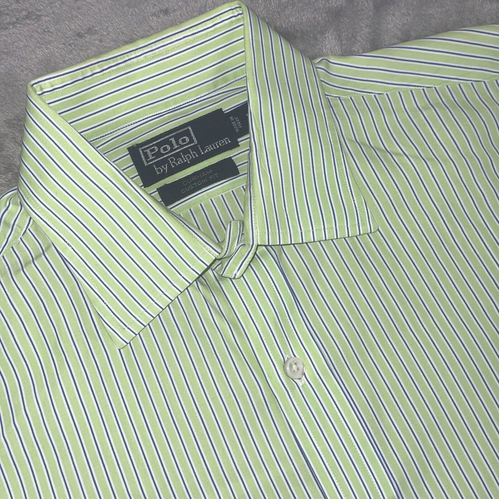 Polo Ralph Lauren Shirt Mens Large Curham‎ Custom Fit Button Up Striped Italy